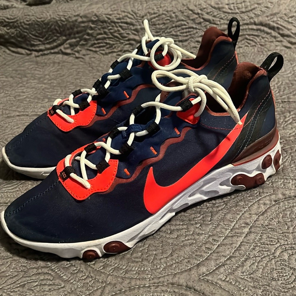 navy blue and red nike react shoes element 55
